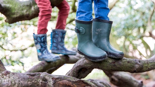 Children exploring the gardens at Beningbrough Hall, Gallery and Gardens, North Yorkshire